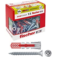 Fischer 544015 tacos con tornillo para Murature llenos- perforadas y yeso- Gris- 5 x 25 mm- juego de 50 piezas